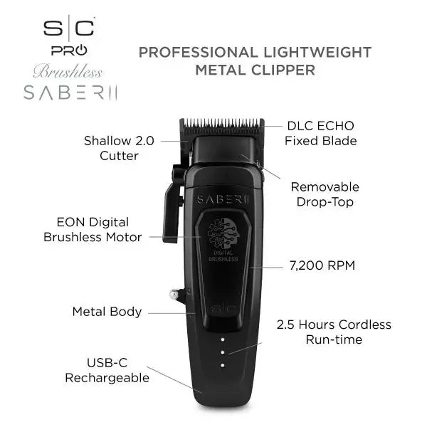 StyleCraft Saber 2.0 Clipper - Gold & Black Cordless