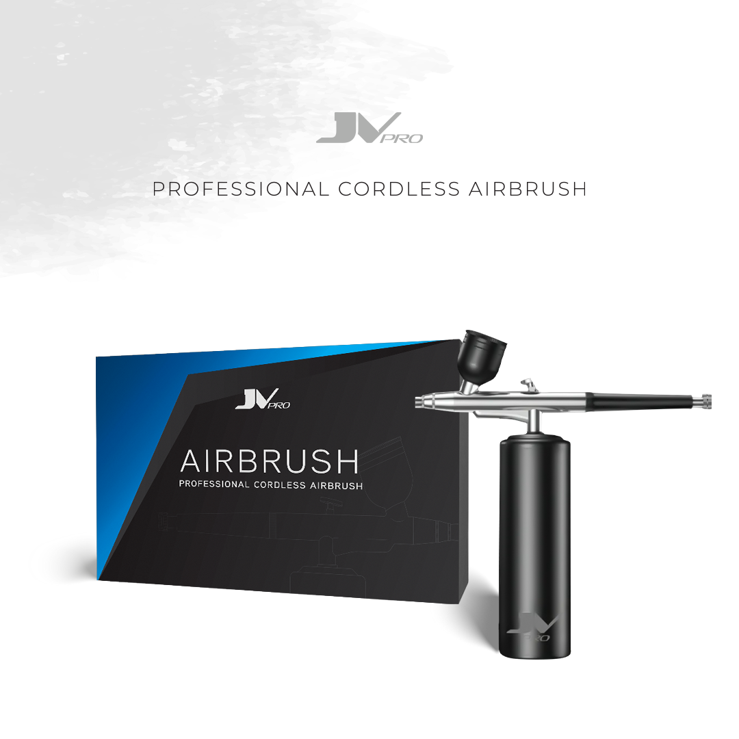 JV PRO Airbrush, cordless and portable with adjustable PSI for professional-grade precision.