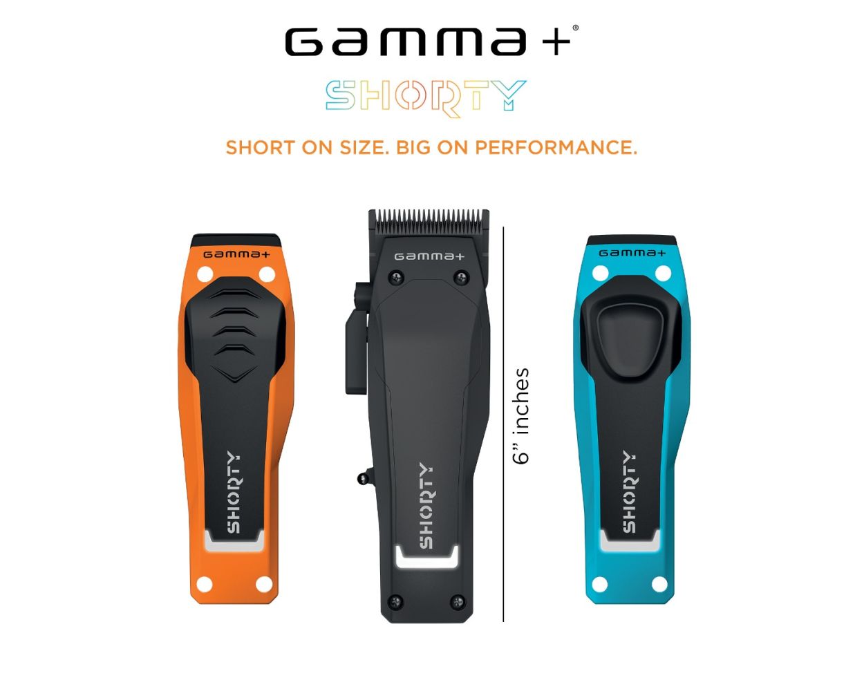 "Gamma+ Shorty Cordless Hair Clipper - Compact and lightweight with a black diamond carbon blade for precise, smooth cuts."