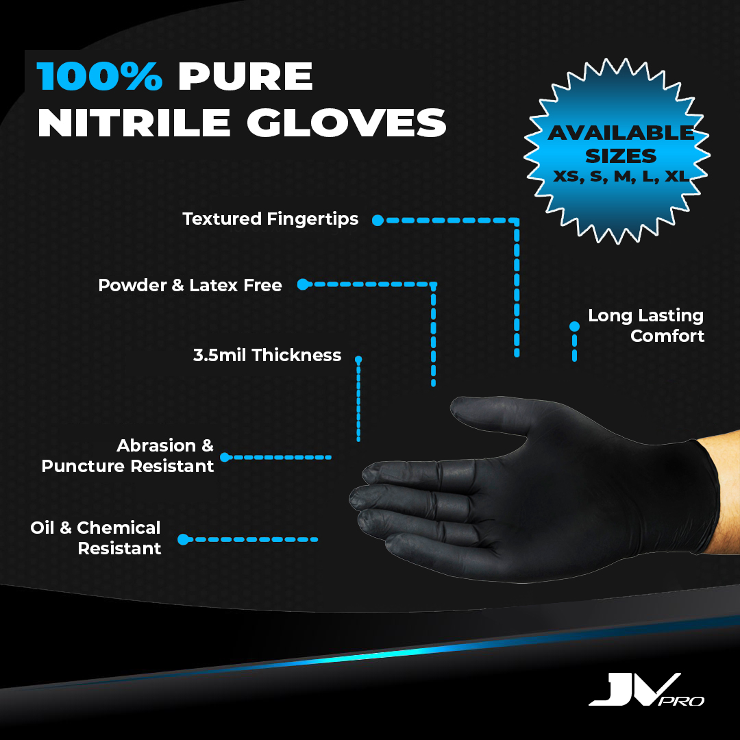 JV PRO Nitrile Exam Gloves Black Case - JV PRO USA